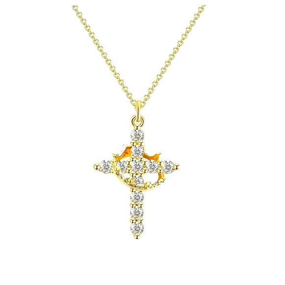 Jewelry - Tewiky Diamond Cross Necklace for women-Dainty 14k Gold Cubic Zirconia 4 silver